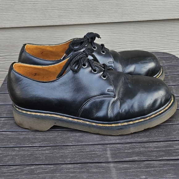 Vintage Doc Marten Made in England Black Steel Toe Oxford Shoes Boots 90s Mens 8